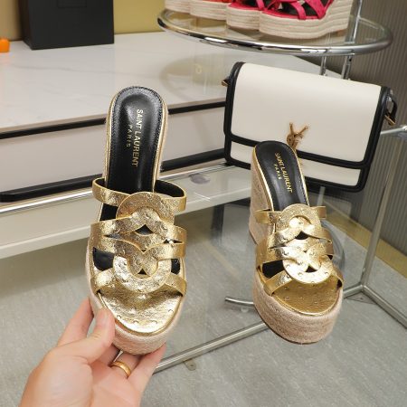 YSL Braided Wedge Sandals - Image 4