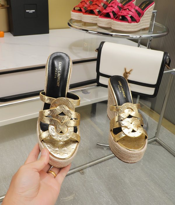 YSL Braided Wedge Sandals