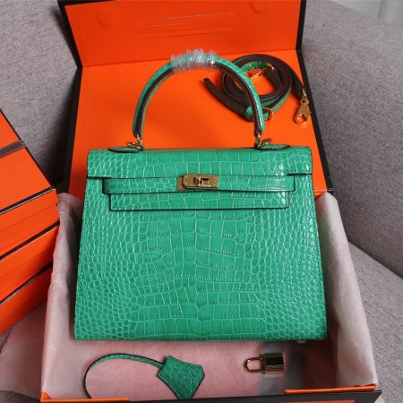 Hermes Kelly Gold Buckle Bag-Crocodile - Image 23