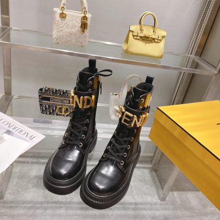 Fendi Fendigraphy Signature Logo Cuff Boots - Image 5