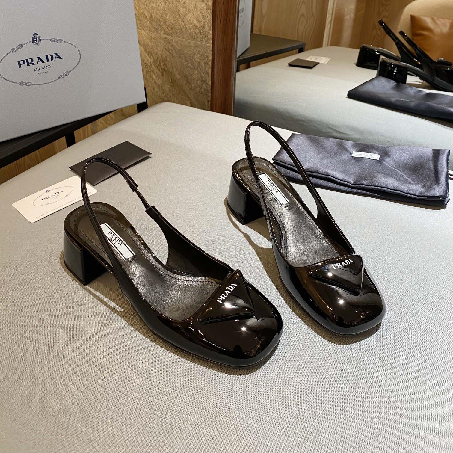 Prada Patent Leather Chunky Heel Slide Sandal - Image 4