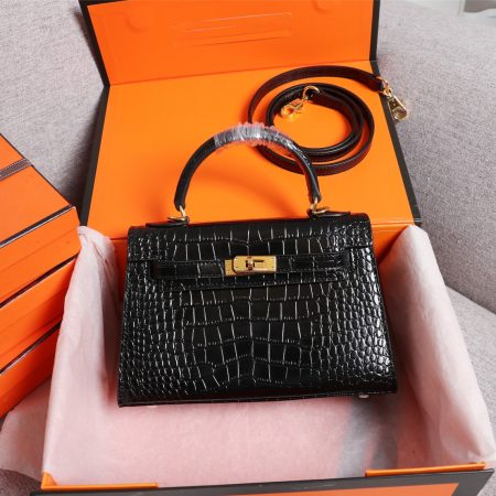 Hermes Kelly Gold Buckle Bag-Crocodile - Image 5