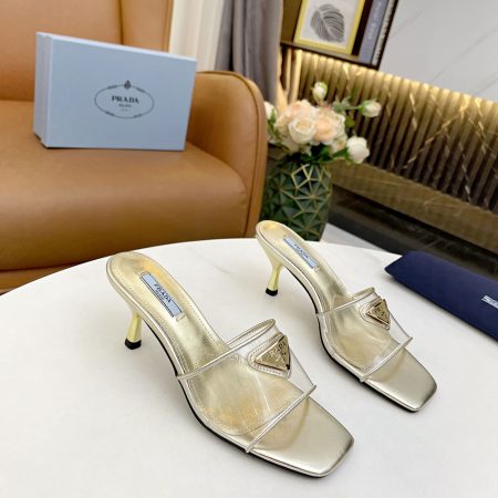 Prada Leather Heel Sandals Slide Sandal - Image 9