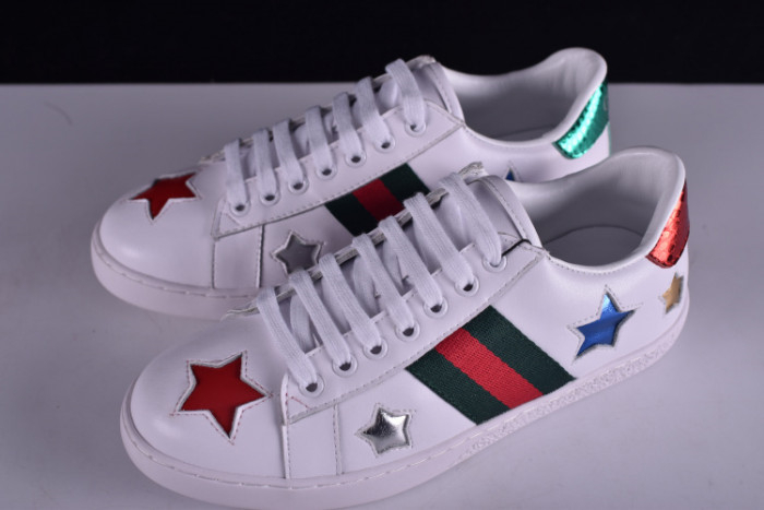 Gucci Ace Embroidered Low-Top Sneaker WITH COLORFUL STARS 431942-A38G1 - Image 6