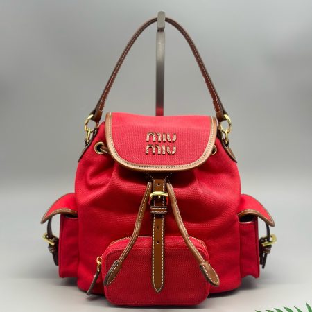 Miu Miu Canvas and Leather Backpack