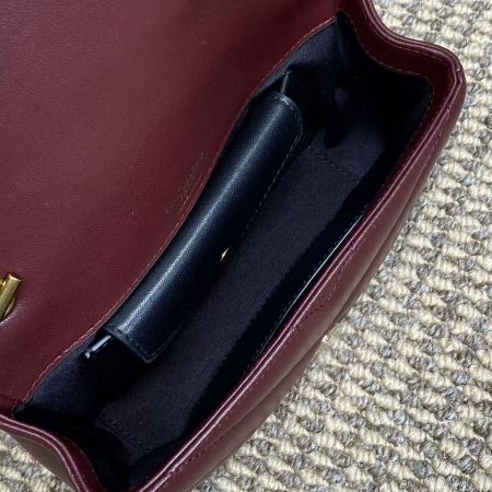 YSL Loulou Mini Chain Crossbody Bag Burgundy - Image 7