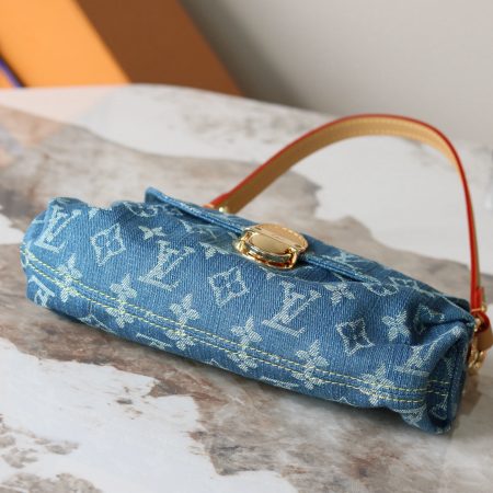 LV Monogram Denim Mini Pleaty Shoulder Bag -10A Mirror Version - Image 4