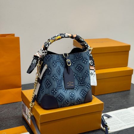 LV Denim bucket shoulder handbag - Image 1