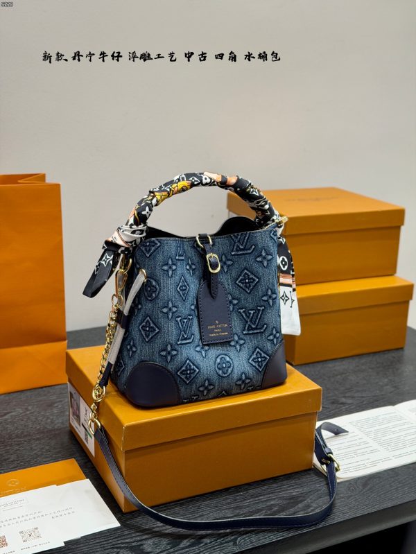 LV Denim bucket shoulder handbag