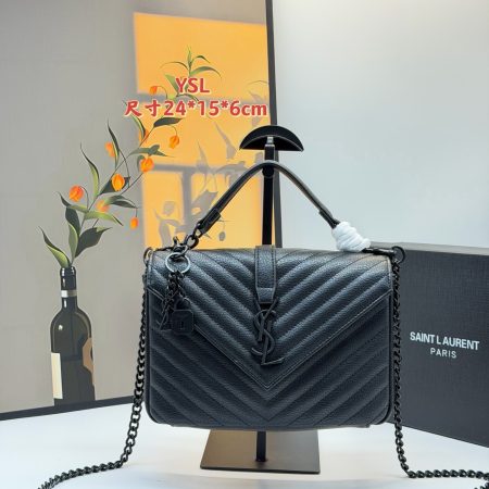 YSL College Black and Gold Messenger Bag - Image 1