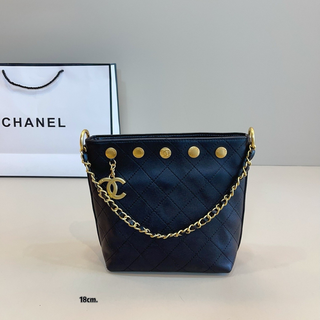Chanel Bucket Bag Black 10A - Image 4