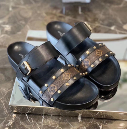 LV Bom Dia Leather Slide Sandals - Image 9