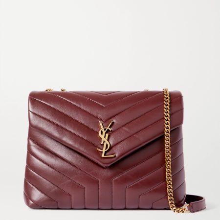 SAINT LAURENT Loulou medium quilted leather shoulder bag burgundy