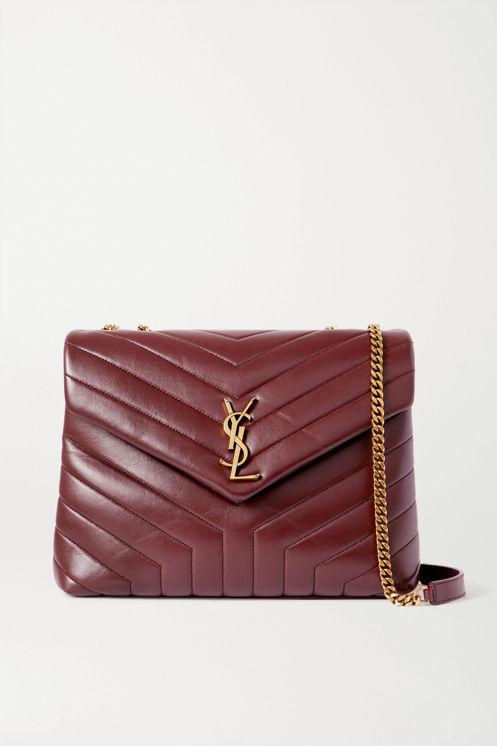 SAINT LAURENT Loulou medium quilted leather shoulder bag burgundy - Image 1
