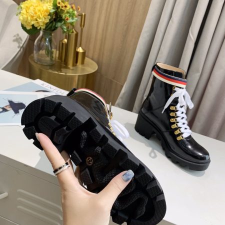 Gucci Sylvie Web Accent Combat Boots - Image 7
