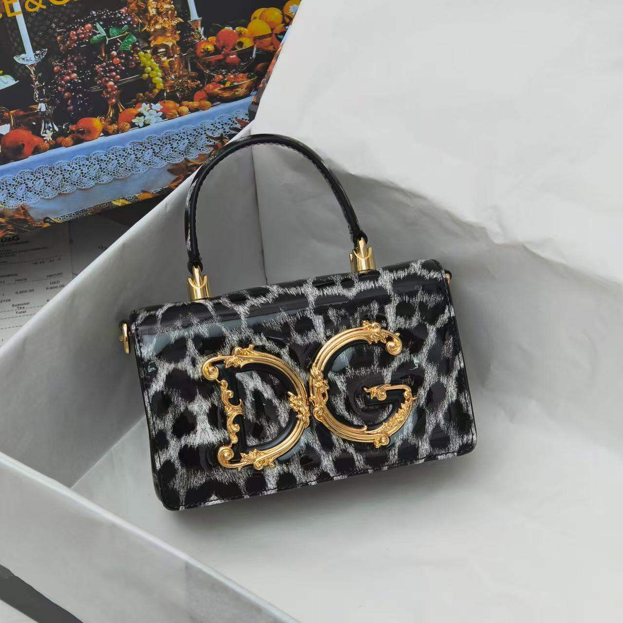 Dolce & Gabbana Patent Leather Leopard Print Bag - Image 1