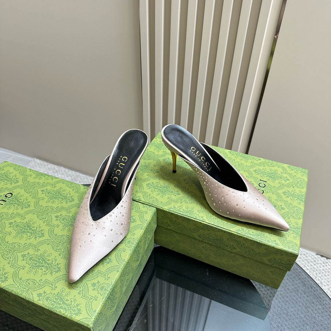 Gucci Pointed Toe High Heel Slippers Slide Sandal - Image 7