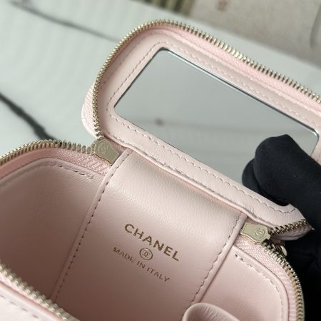 Chanel Lambskin Quilted Top Handle Mini Vanity Case With Chain Light Pink - Image 11