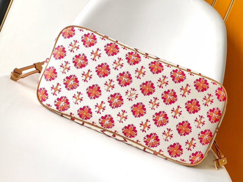 LV Neverfull MM Pool Coral in Canvas - Image 6