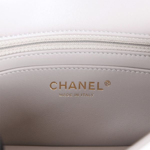 Chanel Classic Flag Bag Pearl Crush Mini Rectangular Flap Bag Light Grey   Antique Gold Hardware