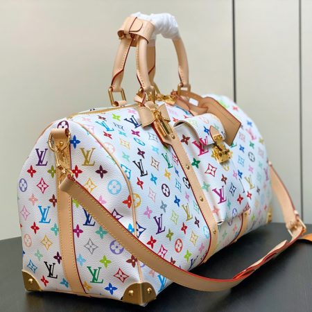 LV x TM KEEPALL BANDOULIèRE 45 Travel Bag White - Image 4