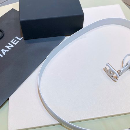 Chanel Belt With Double C Buckle White White-Toned Hardware Women Belt 30MM - Image 5