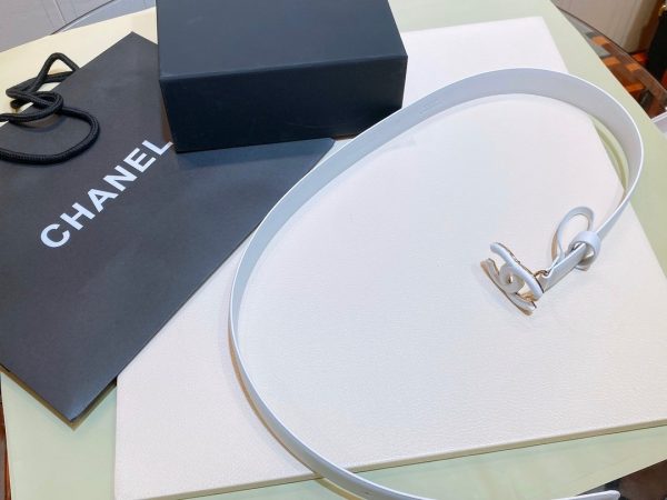 Chanel Belt With Double C Buckle White White-Toned Hardware Women Belt 30MM