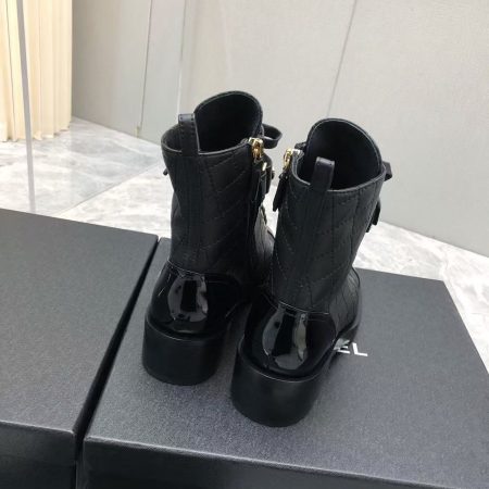 Chanel Qulited Lace Up Combat Boots Black - Image 3