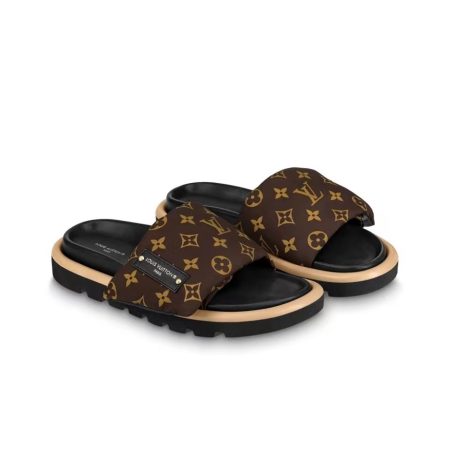 LV Pool Pillow Fabric Flat Slide Sandals