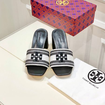 Tory Burch Fabric Flip-flops With Chunky Heels Sandals Slide - Image 6