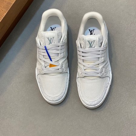 LV Trainer Croc-Embossed Denim Sneaker - Image 7