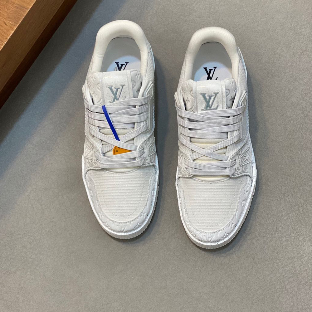 LV Trainer Croc-Embossed Denim Sneaker - Image 7