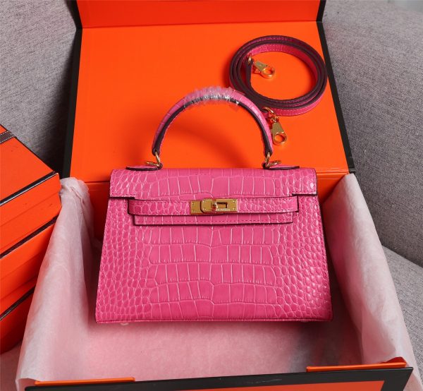 Hermes Kelly Gold Buckle Bag-Crocodile