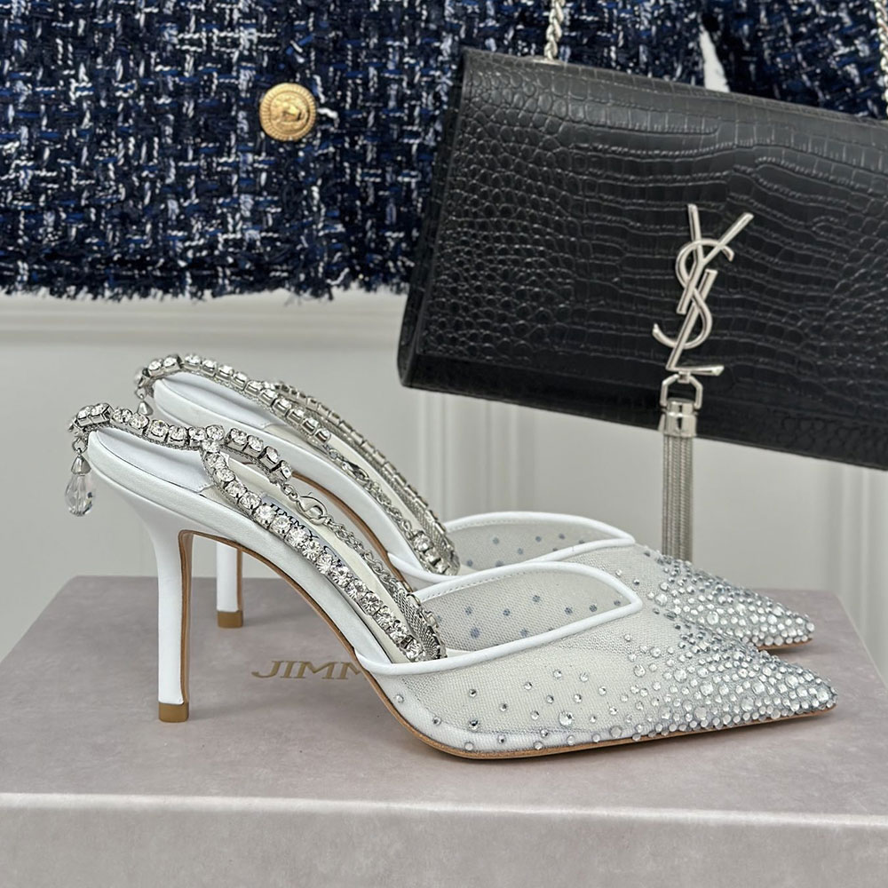 Jimmy Choo Saeda 10CM Slim Heel  Slide Sandal - Image 4