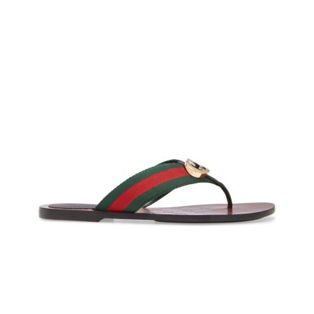 Gucci GG Web Thong Flat Sandals - Image 2