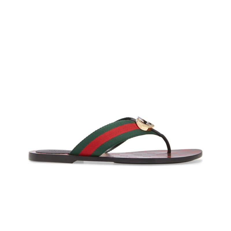 Gucci GG Web Thong Flat Sandals - Image 2