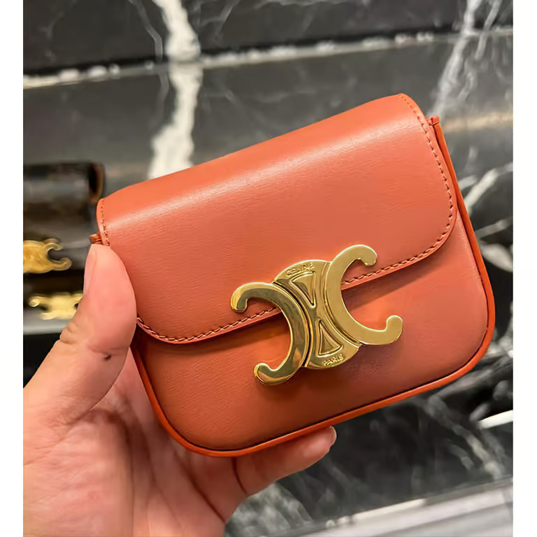 CELINE MINI TRIOMPHE IN SHINY CALFSKIN LYCHEE - Image 4