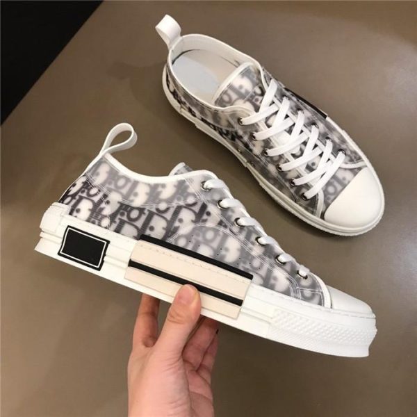 Dior B23 High Top Canvas Logo Oblique Patch Black Shoes