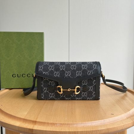 Gucci Horsebit 1955 Canva&Leather Shoulder Bag - Image 6