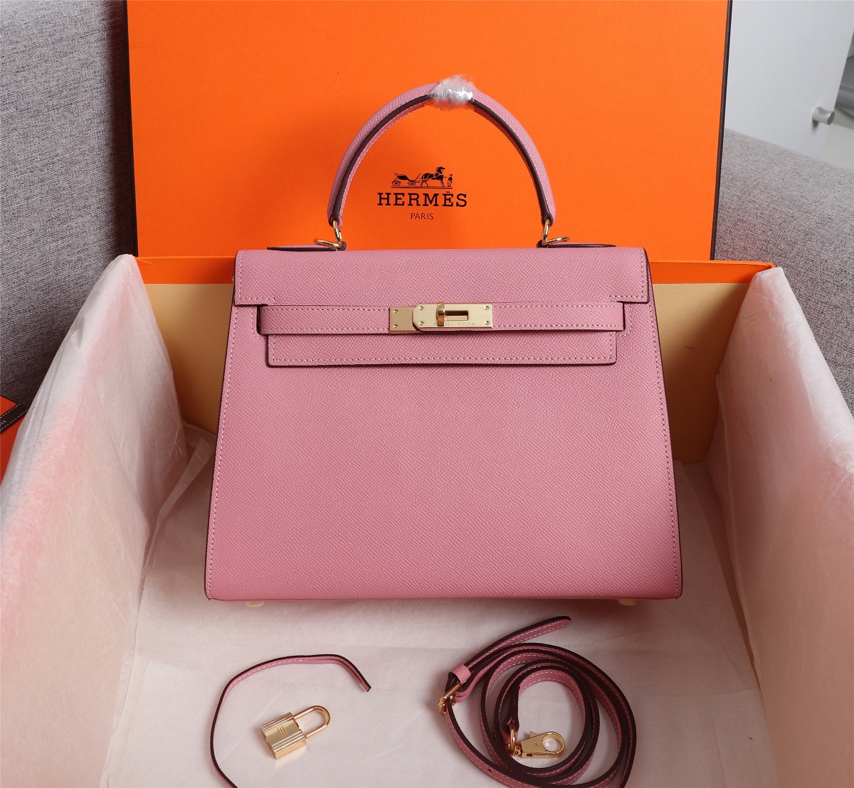 Hermes Kelly Gold Buckle Bag-Epsom - Image 3