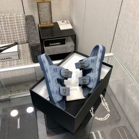 Chanel Denim CC Sandals Mules - Image 5