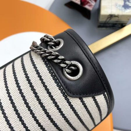 Saint Laurent YSL Cotton Canvas Striped Shoulder Bag - Image 6