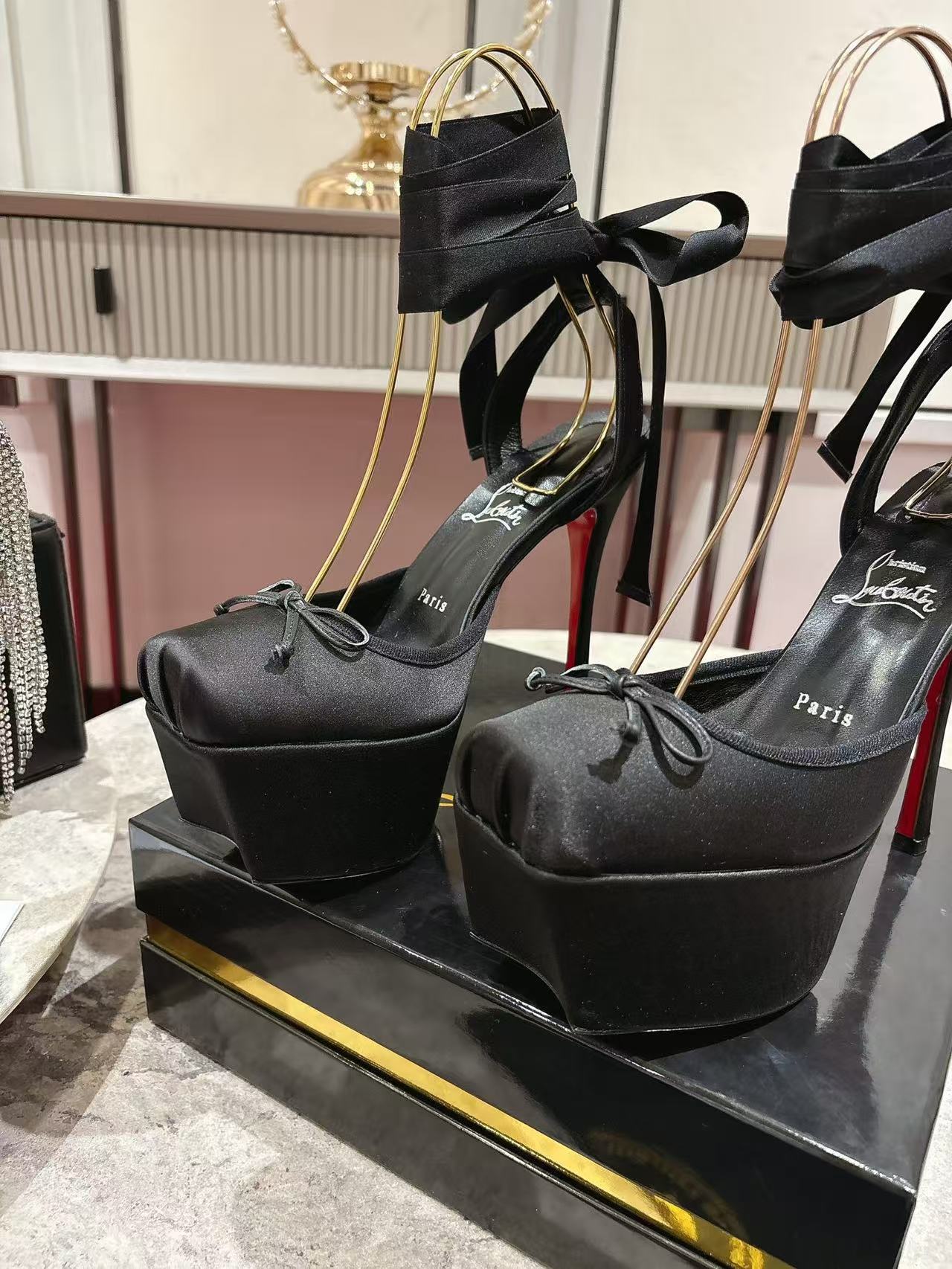 Christian Louboutin Cassia Lace Up Alta High Heels - Image 4