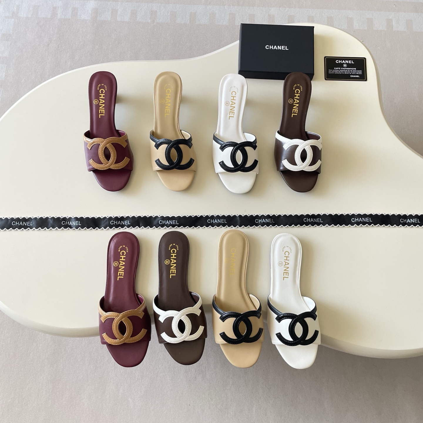 Chanel 26P Double C Two-Tone Flat Slippers - Image 2