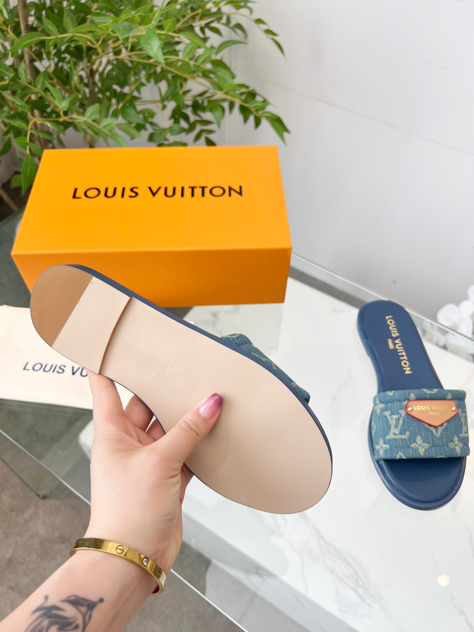 LV Denim Classic Printed Sandals - Image 7