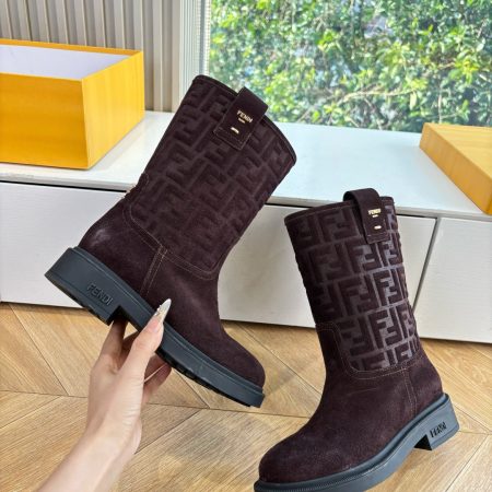 Fendi Filo Mid-Calf Suede Boots