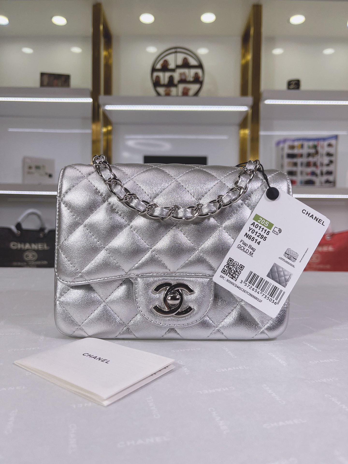 Chanel Quilted Silver Flap Bag - Image 1