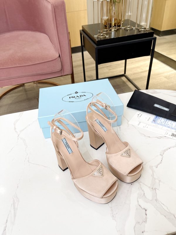 Prada Buckle Square-Heel Sandals
