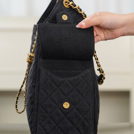 Chanel 25P Hobo Medium Handbag Denim & Gold-Tone Metal Top Quality - Image 8