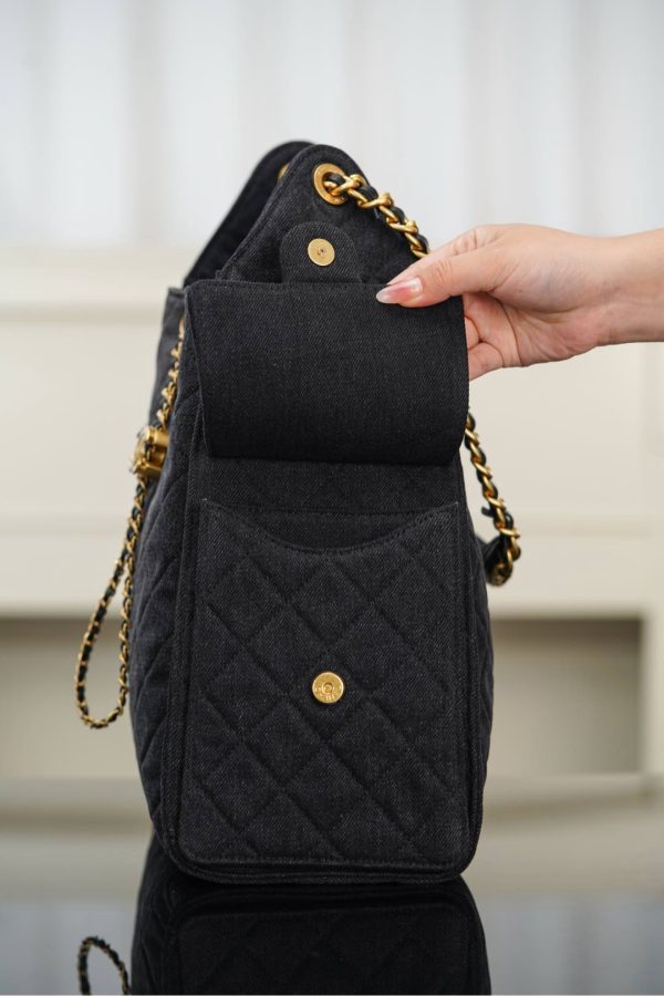 Chanel 25P Hobo Medium Handbag Denim & Gold-Tone Metal Top Quality
